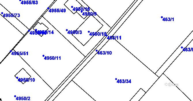 Parcela st. 463/10 v KÚ Velký Borek, Katastrální mapa
