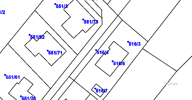 Parcela st. 516/4 v KÚ Velký Borek, Katastrální mapa