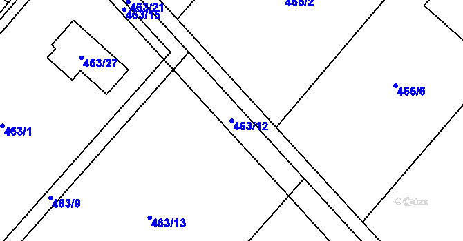 Parcela st. 463/12 v KÚ Velký Borek, Katastrální mapa