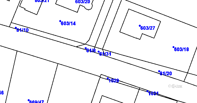Parcela st. 81/31 v KÚ Velký Borek, Katastrální mapa