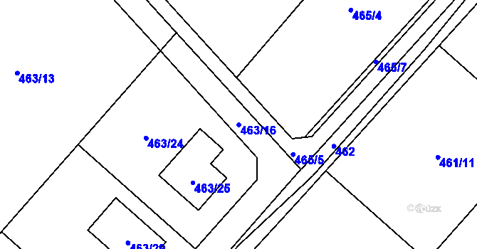 Parcela st. 463/16 v KÚ Velký Borek, Katastrální mapa