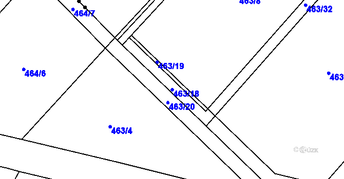 Parcela st. 463/18 v KÚ Velký Borek, Katastrální mapa