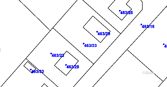 Parcela st. 463/23 v KÚ Velký Borek, Katastrální mapa