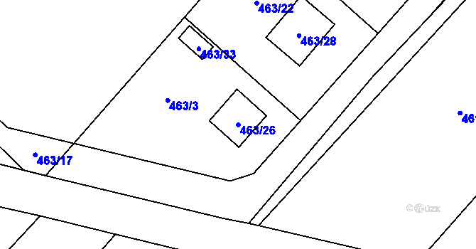 Parcela st. 463/26 v KÚ Velký Borek, Katastrální mapa