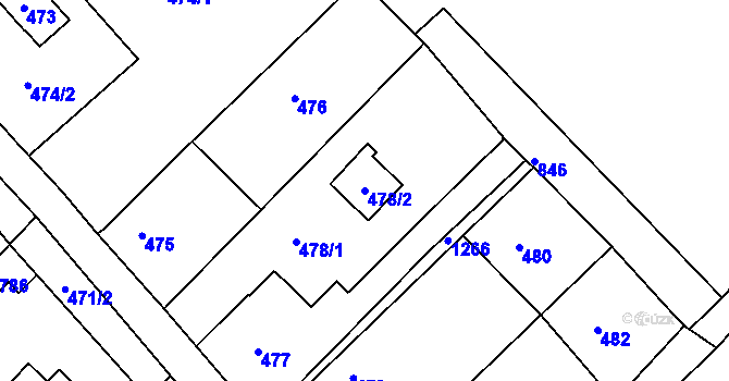 Parcela st. 478/2 v KÚ Velký Borek, Katastrální mapa