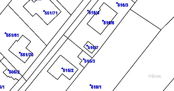 Parcela st. 516/7 v KÚ Velký Borek, Katastrální mapa