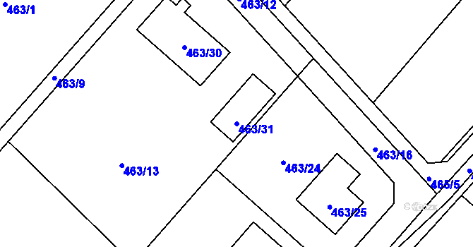 Parcela st. 463/31 v KÚ Velký Borek, Katastrální mapa