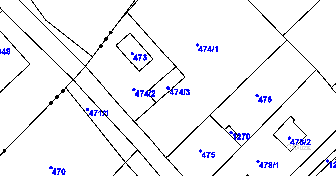 Parcela st. 474/3 v KÚ Velký Borek, Katastrální mapa