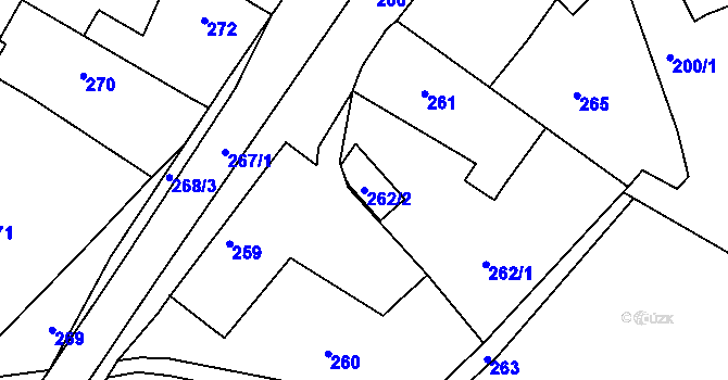 Parcela st. 262/2 v KÚ Velký Borek, Katastrální mapa