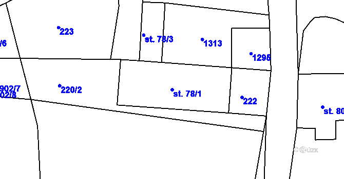 Parcela st. 78/1 v KÚ Velký Grunov, Katastrální mapa