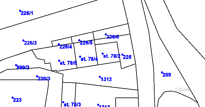 Parcela st. 78/2 v KÚ Velký Grunov, Katastrální mapa