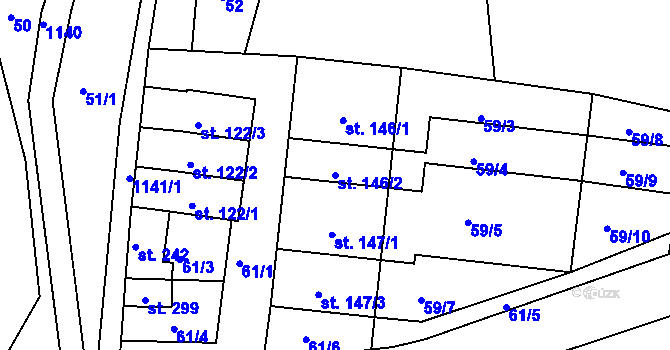 Parcela st. 146/2 v KÚ Velký Grunov, Katastrální mapa