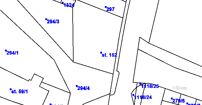 Parcela st. 152 v KÚ Velký Grunov, Katastrální mapa
