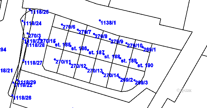 Parcela st. 188 v KÚ Velký Grunov, Katastrální mapa