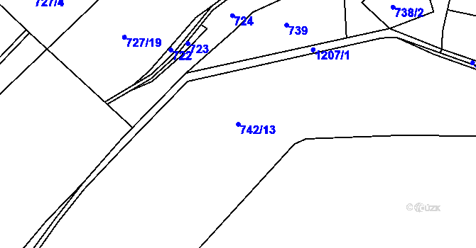Parcela st. 742/13 v KÚ Velký Grunov, Katastrální mapa