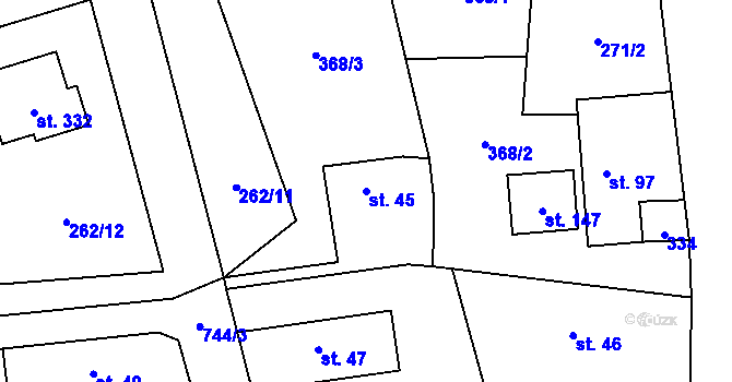 Parcela st. 45 v KÚ Velký Chlumec, Katastrální mapa