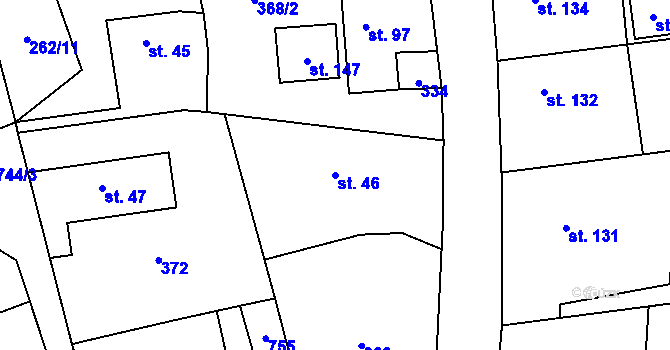 Parcela st. 46 v KÚ Velký Chlumec, Katastrální mapa