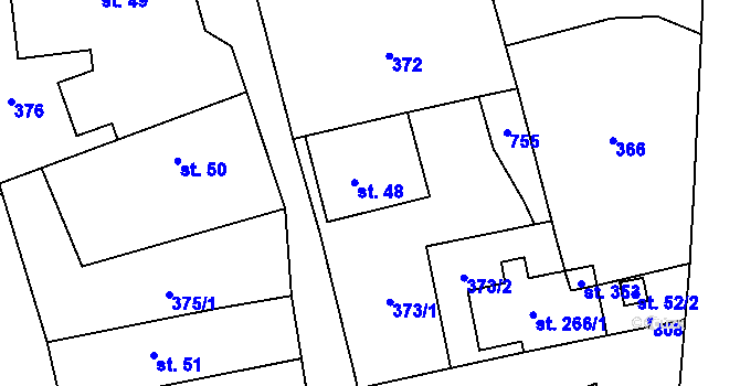 Parcela st. 48 v KÚ Velký Chlumec, Katastrální mapa