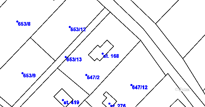 Parcela st. 168 v KÚ Velký Chlumec, Katastrální mapa