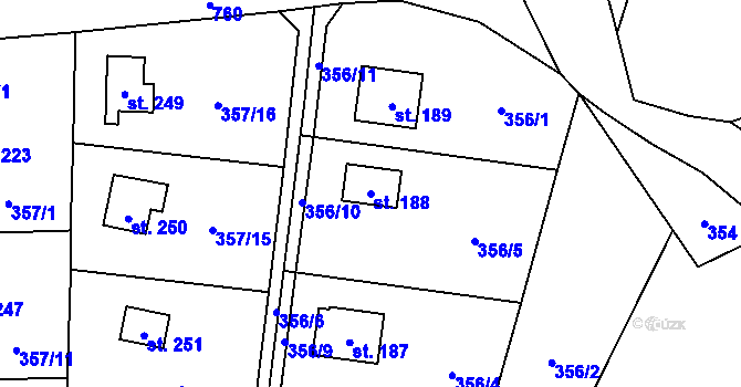 Parcela st. 188 v KÚ Velký Chlumec, Katastrální mapa