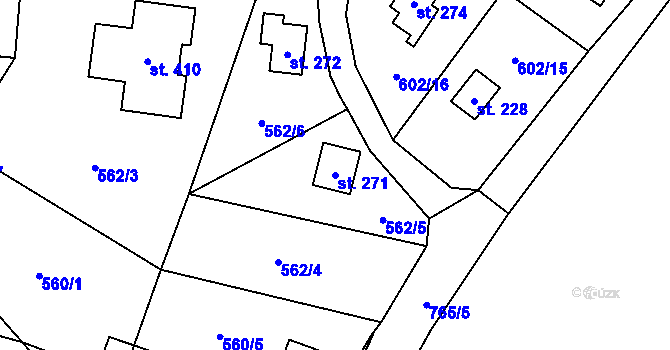 Parcela st. 271 v KÚ Velký Chlumec, Katastrální mapa