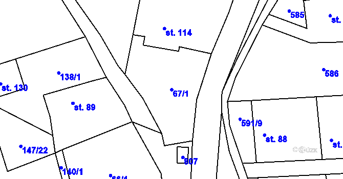 Parcela st. 67/1 v KÚ Velký Chlumec, Katastrální mapa