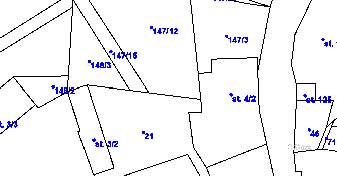 Parcela st. 147/14 v KÚ Velký Chlumec, Katastrální mapa