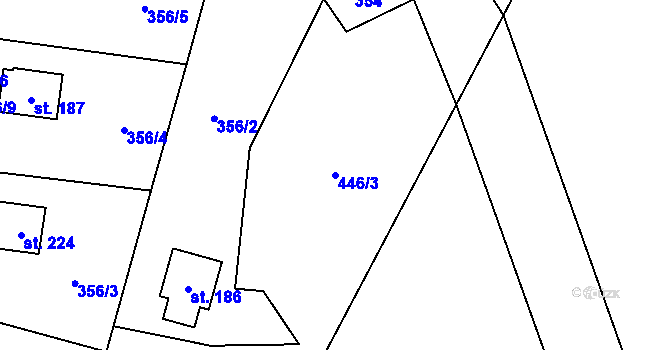 Parcela st. 446/3 v KÚ Velký Chlumec, Katastrální mapa