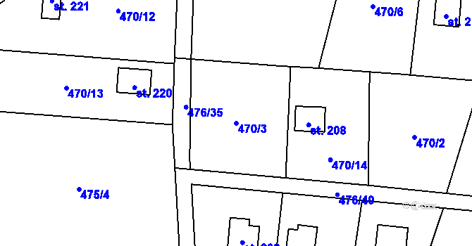 Parcela st. 470/3 v KÚ Velký Chlumec, Katastrální mapa