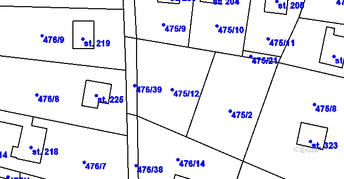Parcela st. 475/12 v KÚ Velký Chlumec, Katastrální mapa