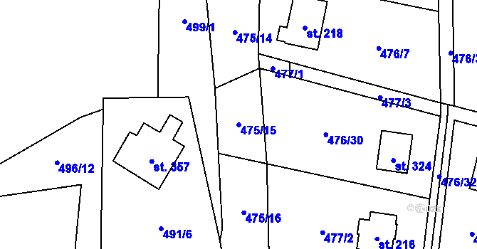 Parcela st. 475/15 v KÚ Velký Chlumec, Katastrální mapa