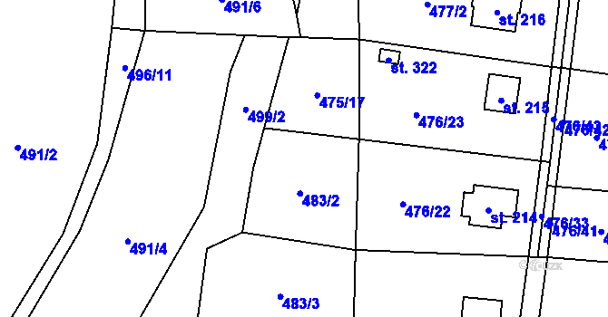 Parcela st. 475/18 v KÚ Velký Chlumec, Katastrální mapa