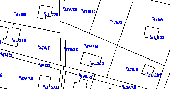 Parcela st. 476/14 v KÚ Velký Chlumec, Katastrální mapa