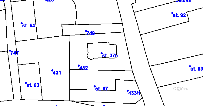 Parcela st. 375 v KÚ Velký Chlumec, Katastrální mapa