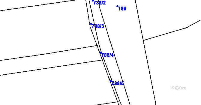 Parcela st. 788/4 v KÚ Velký Chlumec, Katastrální mapa