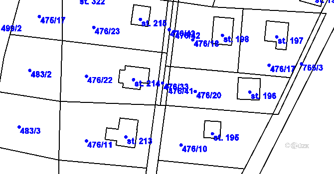 Parcela st. 476/41 v KÚ Velký Chlumec, Katastrální mapa