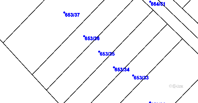 Parcela st. 653/35 v KÚ Velký Chlumec, Katastrální mapa