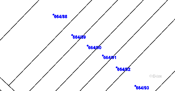 Parcela st. 664/90 v KÚ Velký Chlumec, Katastrální mapa