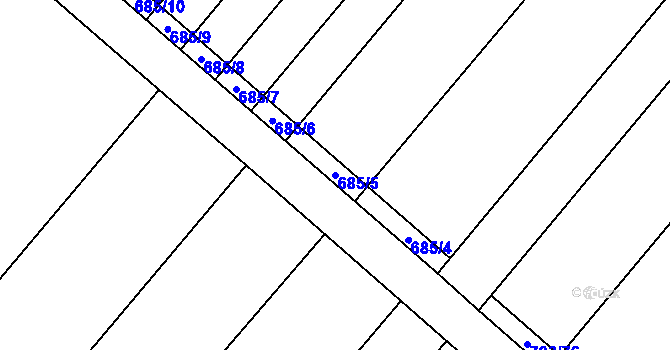 Parcela st. 685/5 v KÚ Velký Chlumec, Katastrální mapa