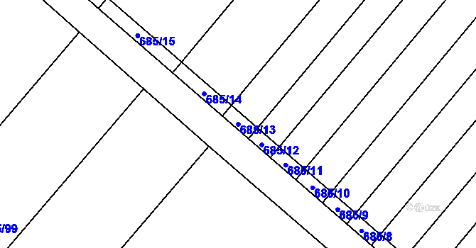 Parcela st. 685/13 v KÚ Velký Chlumec, Katastrální mapa