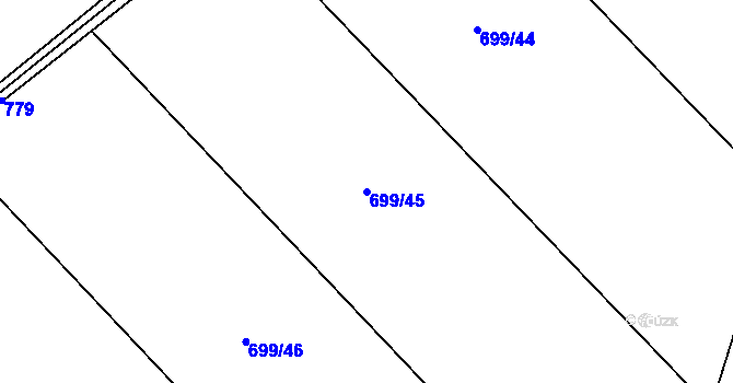Parcela st. 699/45 v KÚ Velký Chlumec, Katastrální mapa