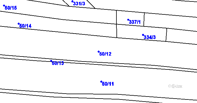 Parcela st. 50/12 v KÚ Velký Jeníkov, Katastrální mapa