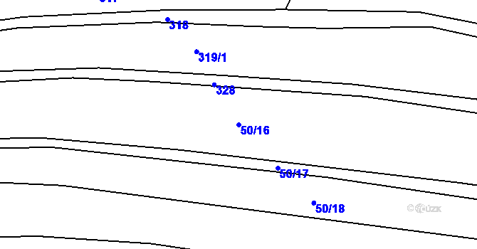 Parcela st. 50/16 v KÚ Velký Jeníkov, Katastrální mapa