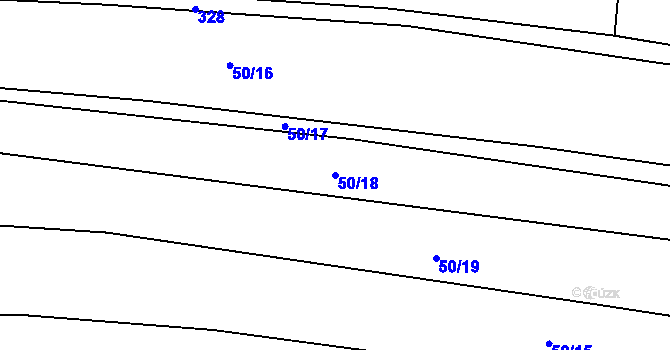 Parcela st. 50/18 v KÚ Velký Jeníkov, Katastrální mapa