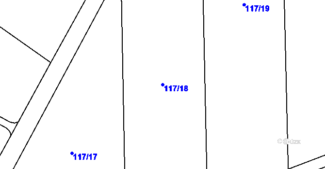 Parcela st. 117/18 v KÚ Velký Jeníkov, Katastrální mapa