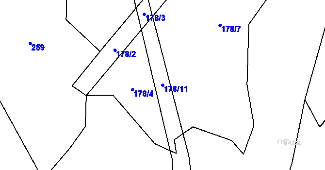 Parcela st. 178/11 v KÚ Velký Jeníkov, Katastrální mapa