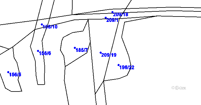 Parcela st. 209/19 v KÚ Velký Jeníkov, Katastrální mapa