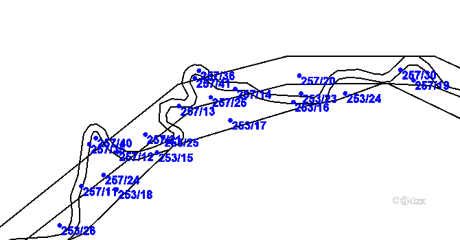 Parcela st. 253/17 v KÚ Velký Jeníkov, Katastrální mapa