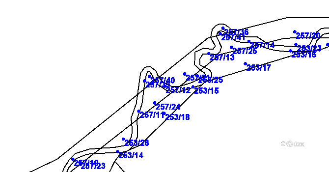 Parcela st. 257/12 v KÚ Velký Jeníkov, Katastrální mapa