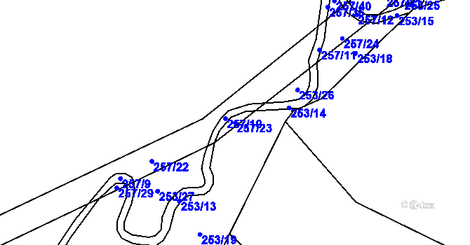 Parcela st. 257/23 v KÚ Velký Jeníkov, Katastrální mapa